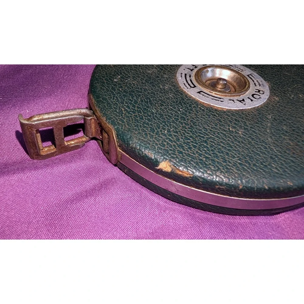 Vtg Lufkin Ni-Clad 75ft Royal Steel Tape Measure Saginaw Mi Green